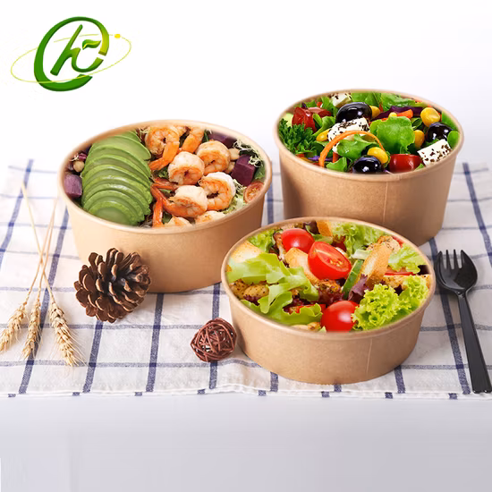 샐러드 그릇용 맞춤형 로고 일회용 종이 그릇