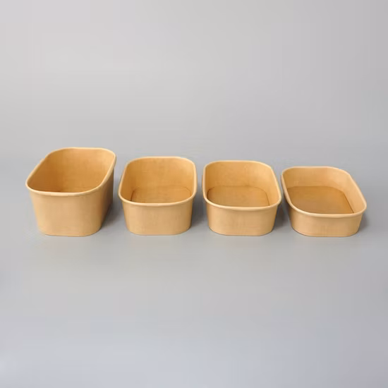 500ml 750ml 1000ml 직사각형 일회용 도시락 크래프트 종이 그릇
